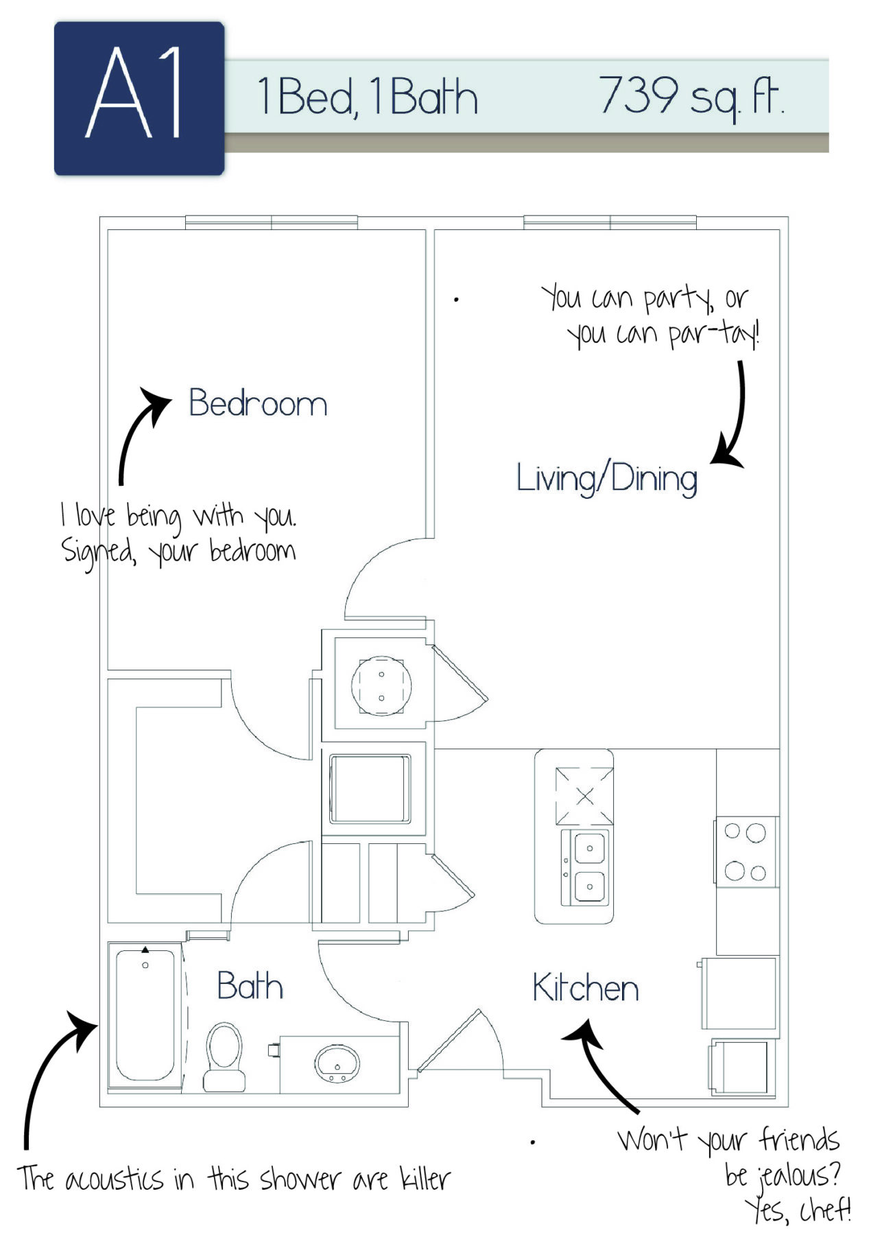 Nexus A1 Nexus A1 1 bedroom 1 bath 739 sqft floor plan